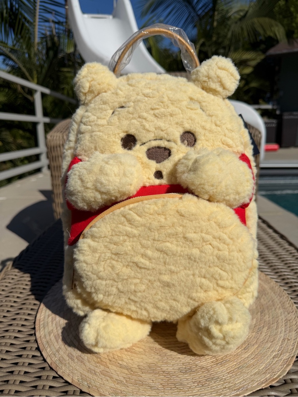 Disney Plush Winnie the Pooh Yellow and Red Backpack